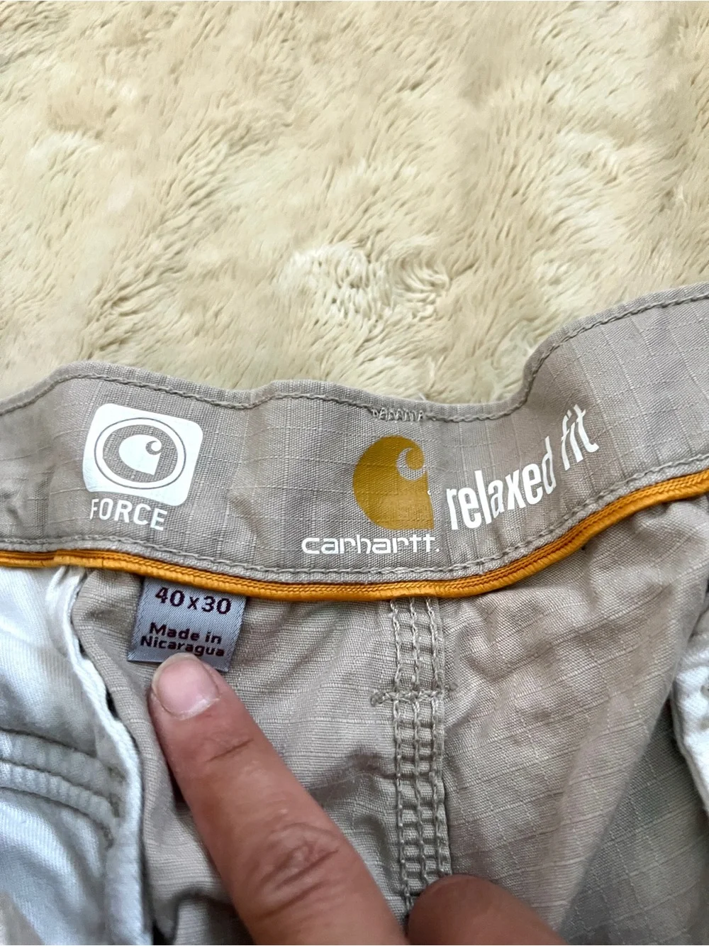 [FLAWED] CARHARTT Men's Khaki Tan Cargo Pants Size 40x30